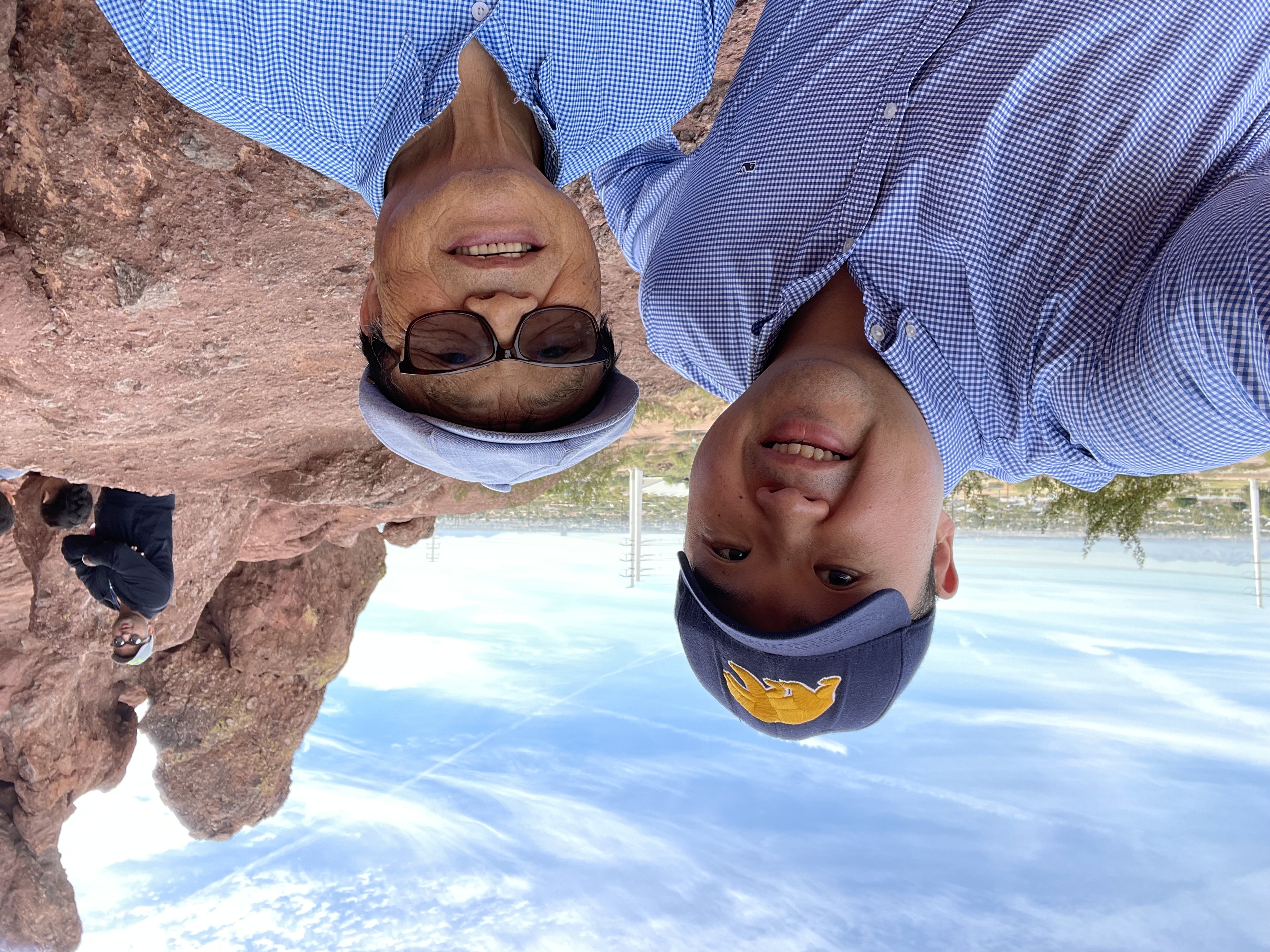 Lou and his father on a hike in the mountains